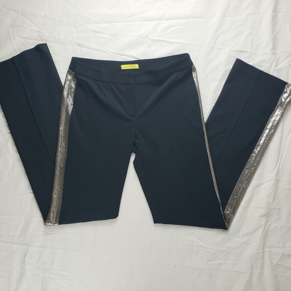 Catherine Malandrino Black Slacks Gold Metal Trim